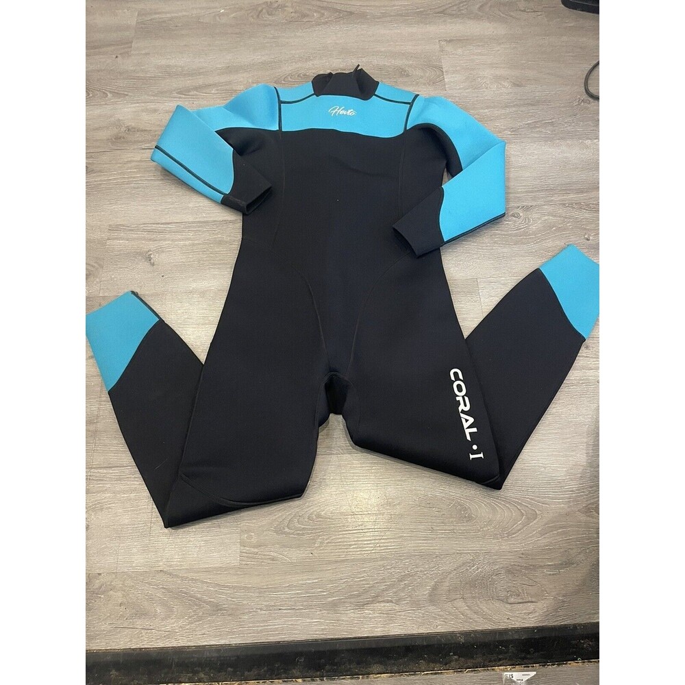 Herto Coral 1 Black Turquoise Back Zip Junior Youth Full Body Wetsuit Size 16